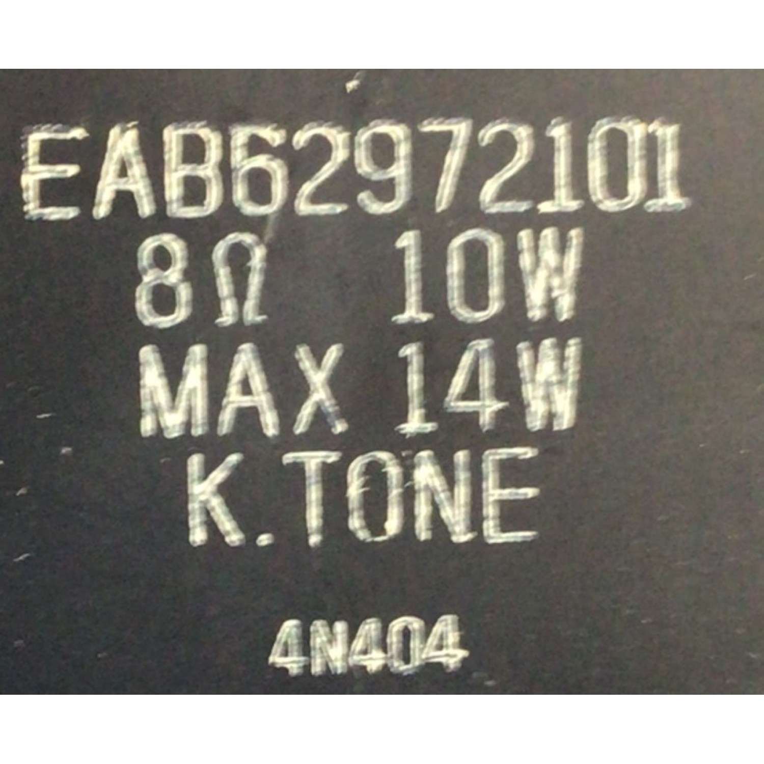 KIT DE BOCINAS (2PZS) LG / NUMERO DE PARTE EAB62972101 / 8Ω  10W / MAX 14W / K.TONE / 4N404 / EAB62972102 / 8Ω  10W / MAX 14W / K.TONE / 4N381 / MODELO 55LB5900-UV  - Imagen 2